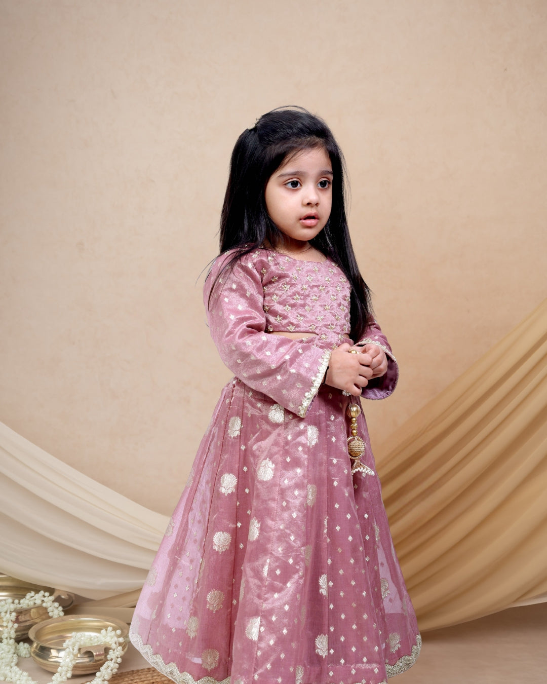 Onion Pink Banarasi Charm Ghagra Set