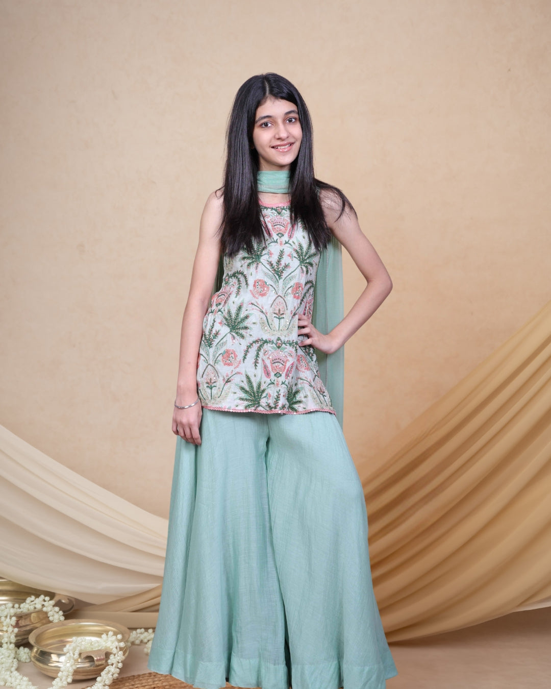 Green Chanderi Grace Palazzo Set