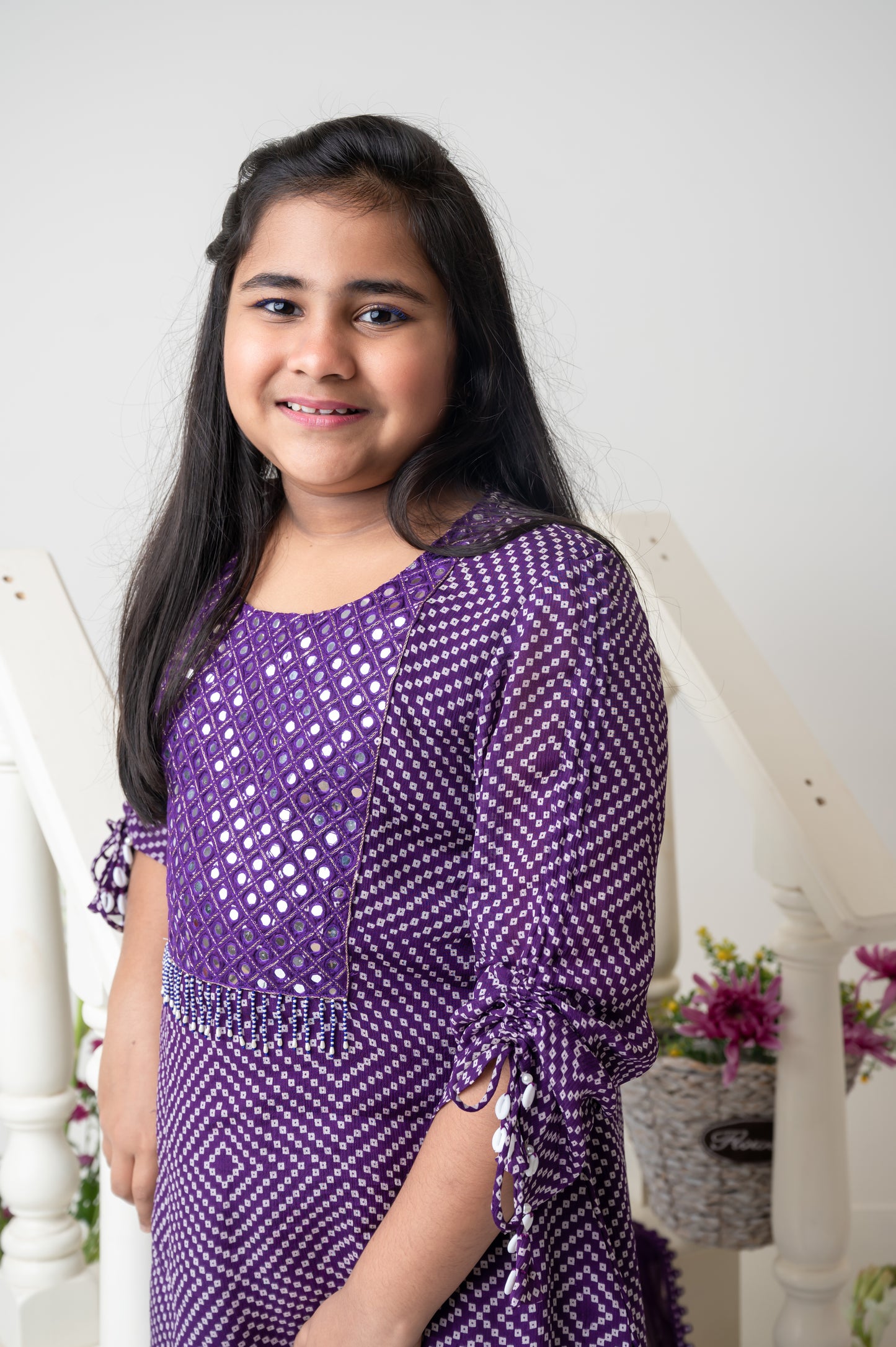 Purple Mirror Glow Kurta Dhoti Set