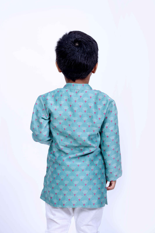 Light Blue Mirror Neck Kurta Set