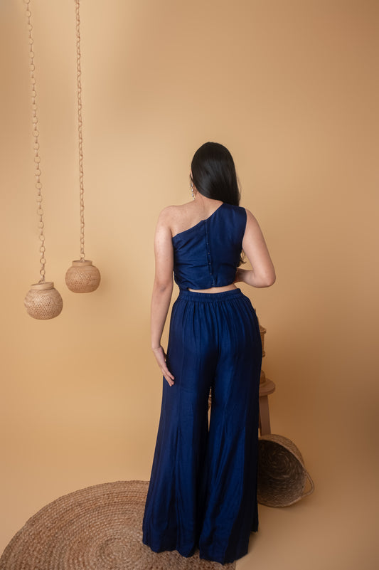 Electric Elegance One Shoulder Sequin Pant Set