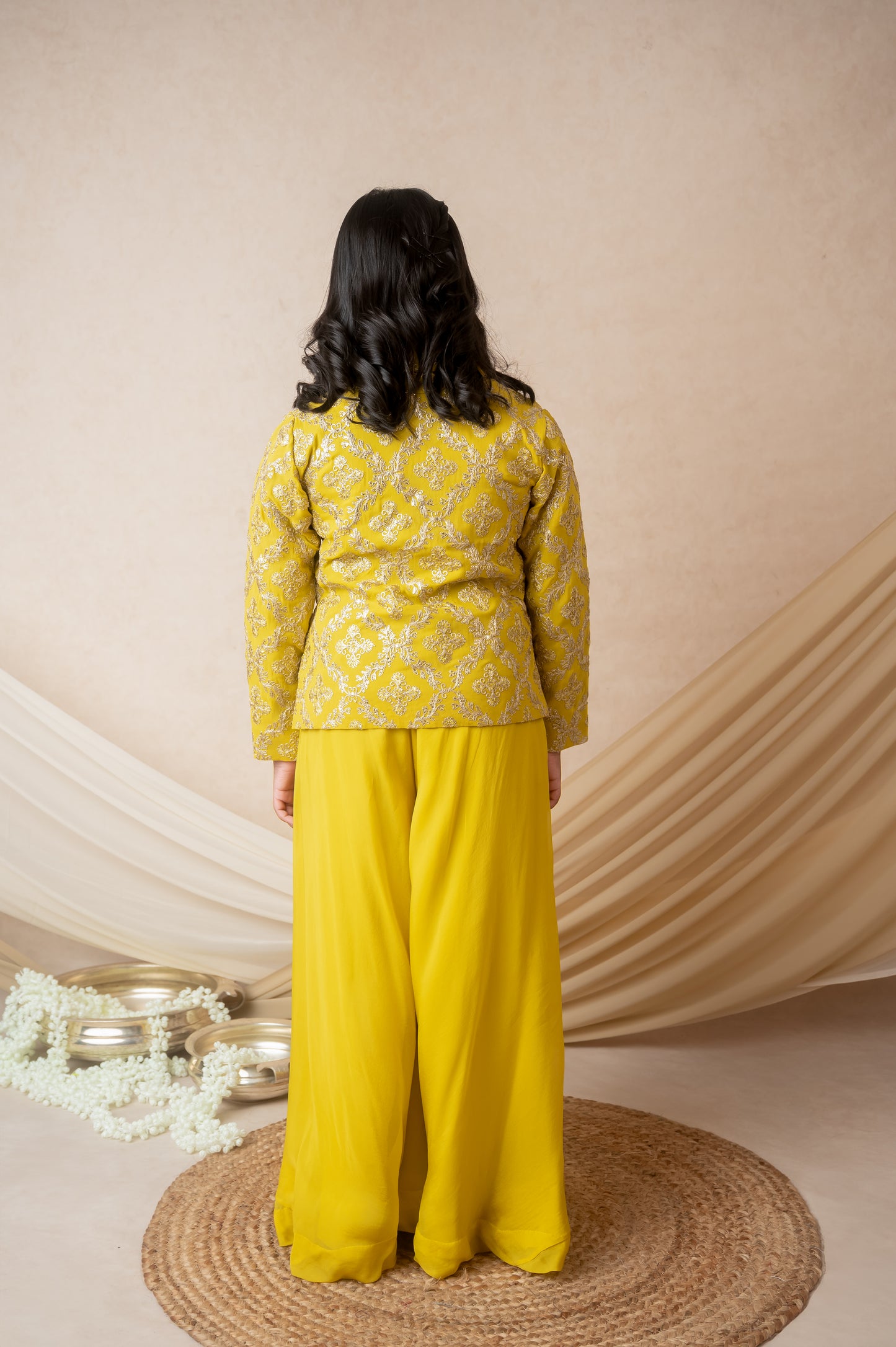 Yellow Organza & Zari Georgette Jacket Set
