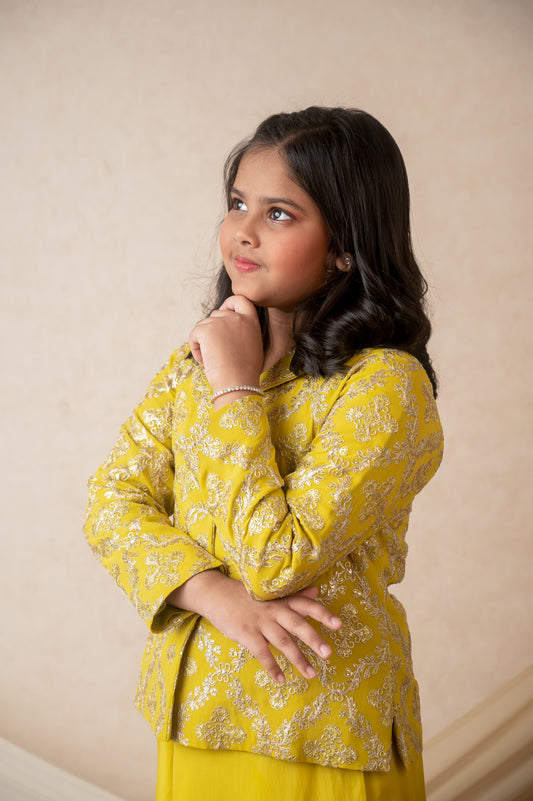 Yellow Organza & Zari Georgette Jacket Set