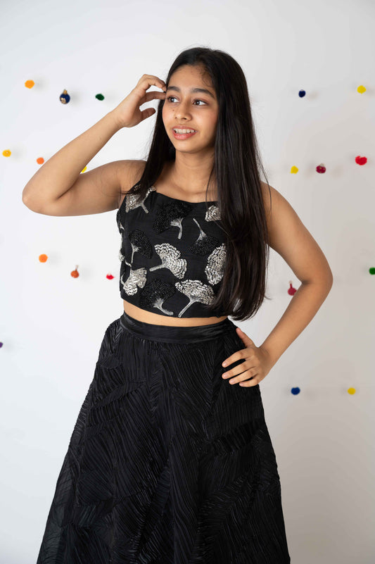 Black Katdana Crop Top & Skirt Set