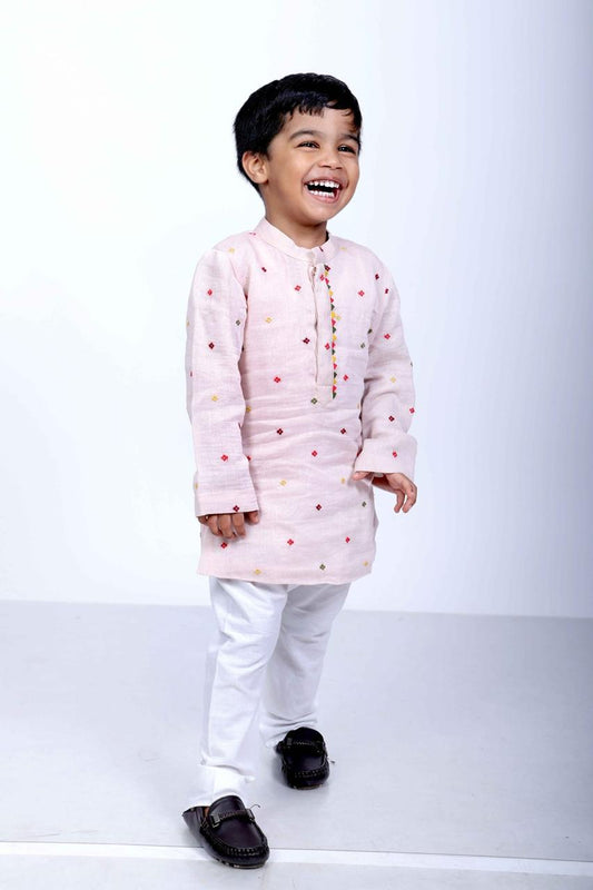 Blush Pink Mul Chanderi Kurta Set