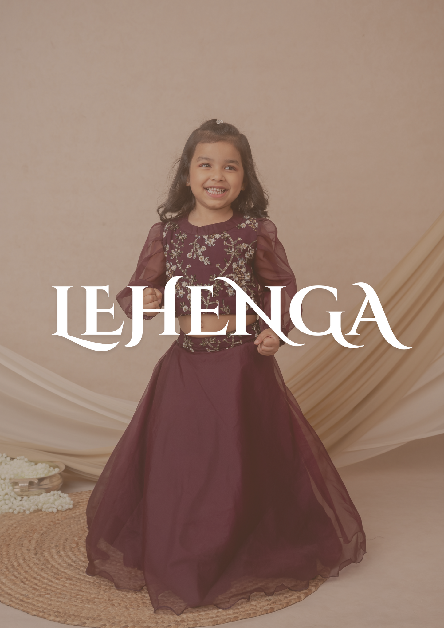 Vine Organza Skirt Set with Embroidered