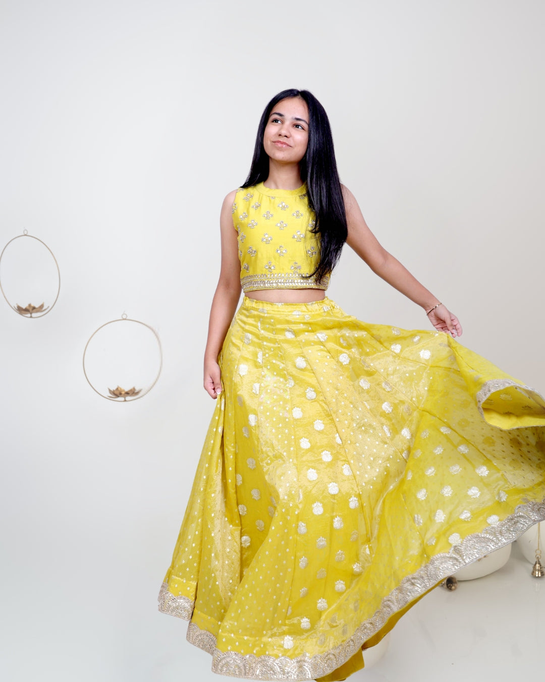 Lemon Yellow Banarasi Glow Ghagra Set