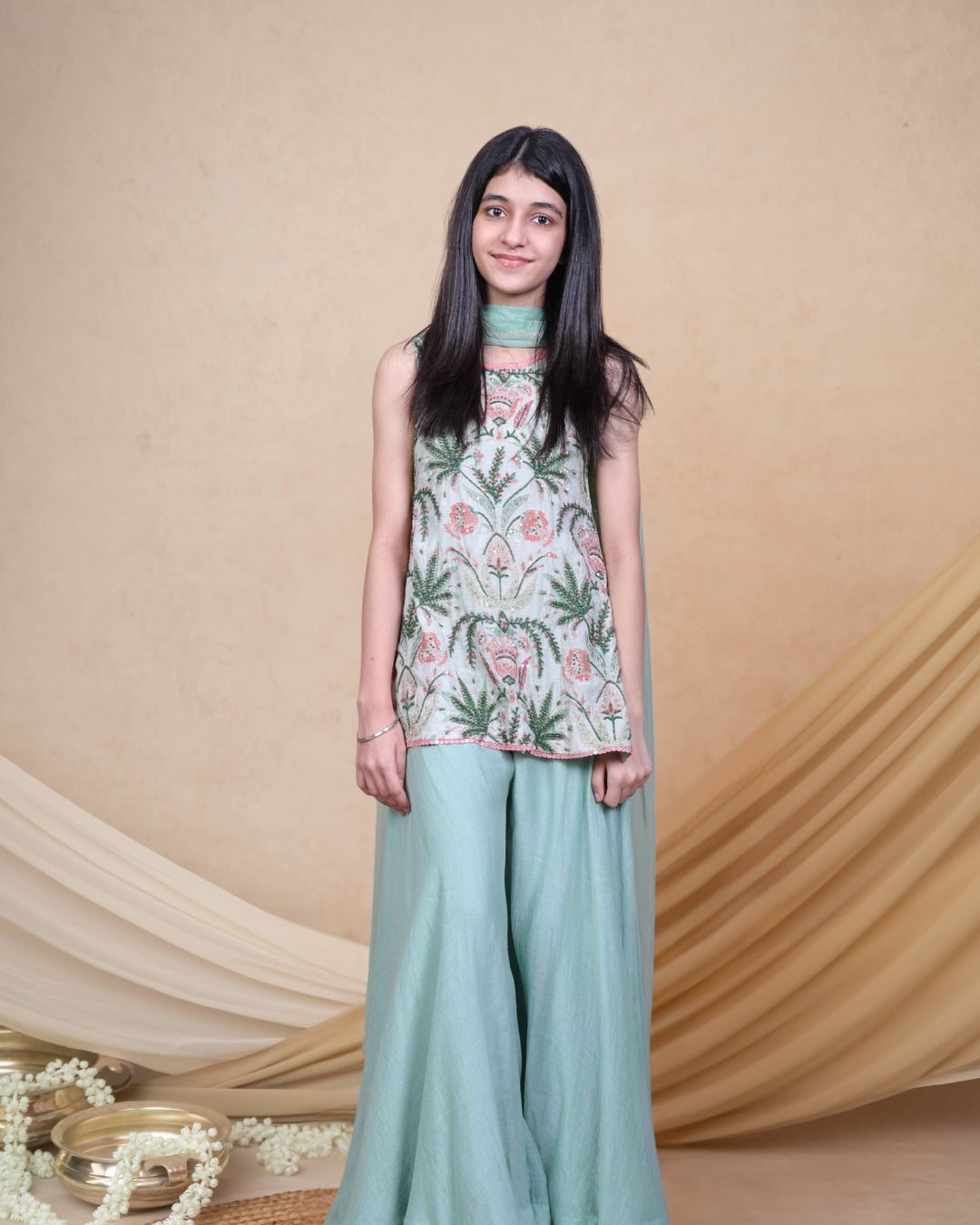 Green Chanderi Grace Palazzo Set