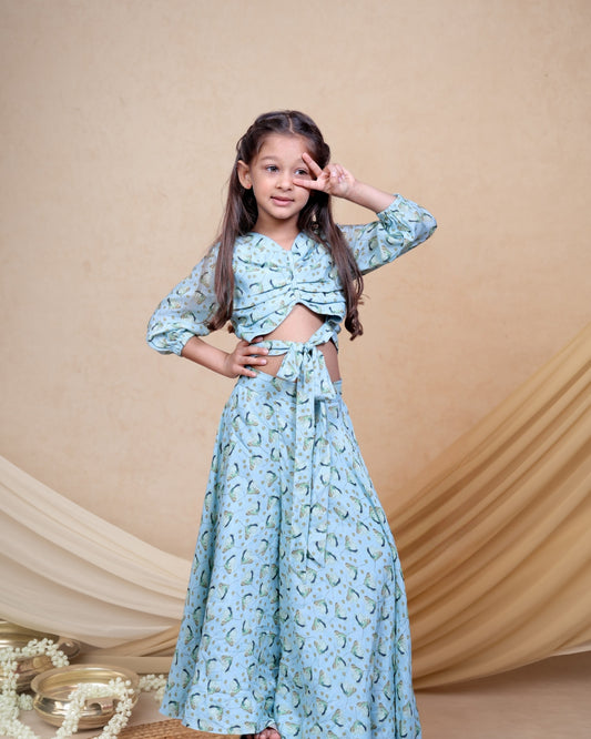 Blue Sunshine Layered Ghagra Set