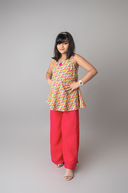 Pink Muslin Breeze Palazzo Set