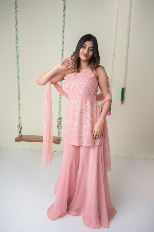 Pink Mirror Bloom Palazzo Set