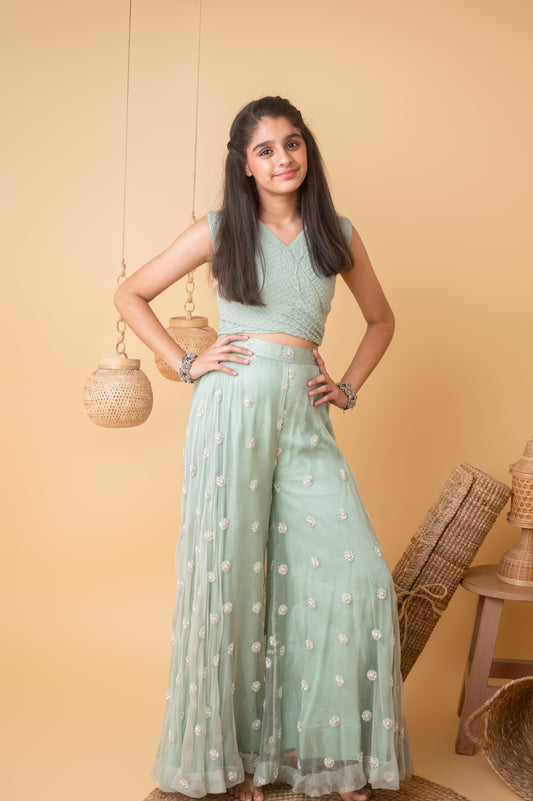 Green Meadow Glow Palazzo Set