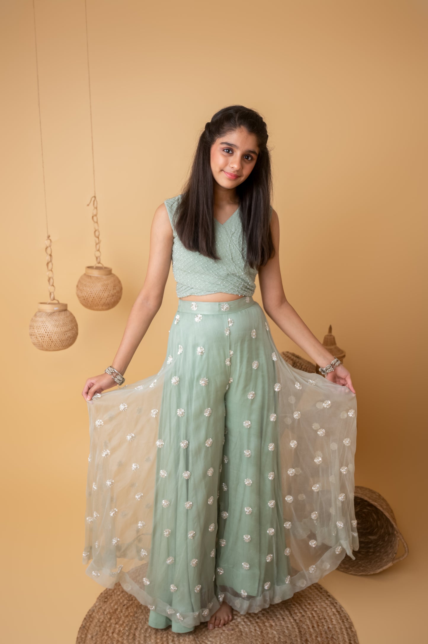 Green Meadow Glow Palazzo Set