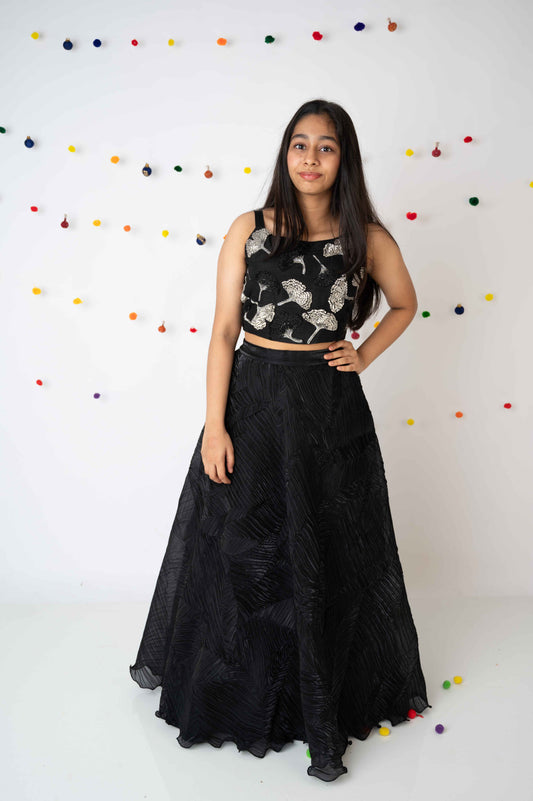 Black Katdana Crop Top & Skirt Set