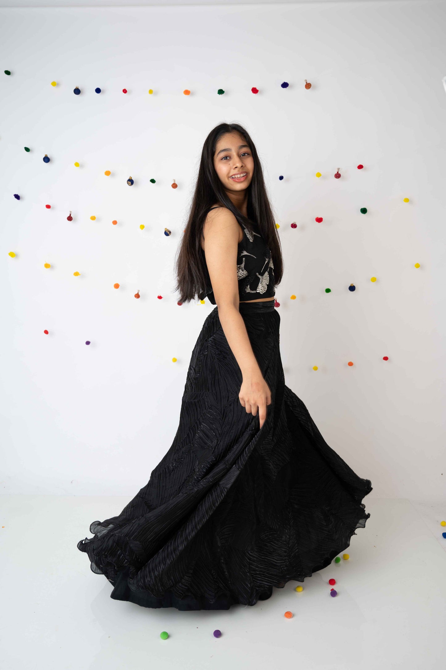 Black Katdana Crop Top & Skirt Set