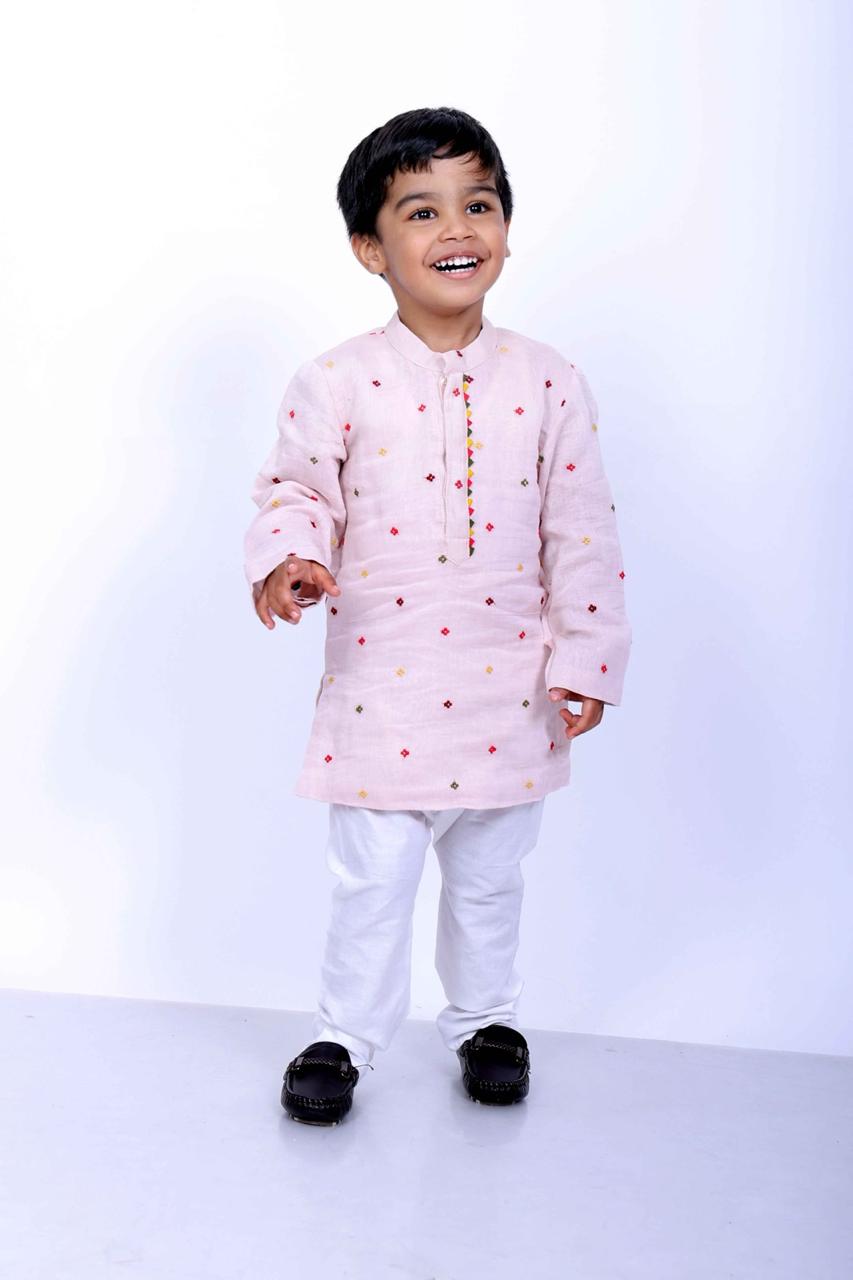 Blush Pink Mul Chanderi Kurta Set