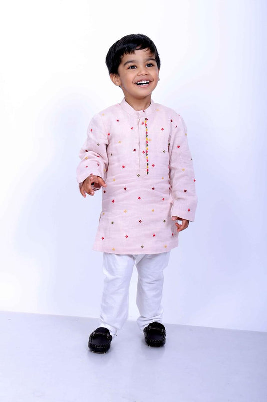 Blush Pink Mul Chanderi Kurta Set